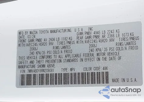 2024 Mazda Cx-50 2.5 Turbo Premium из США, поврежденный, VIN 7MMVABDY8RN209081